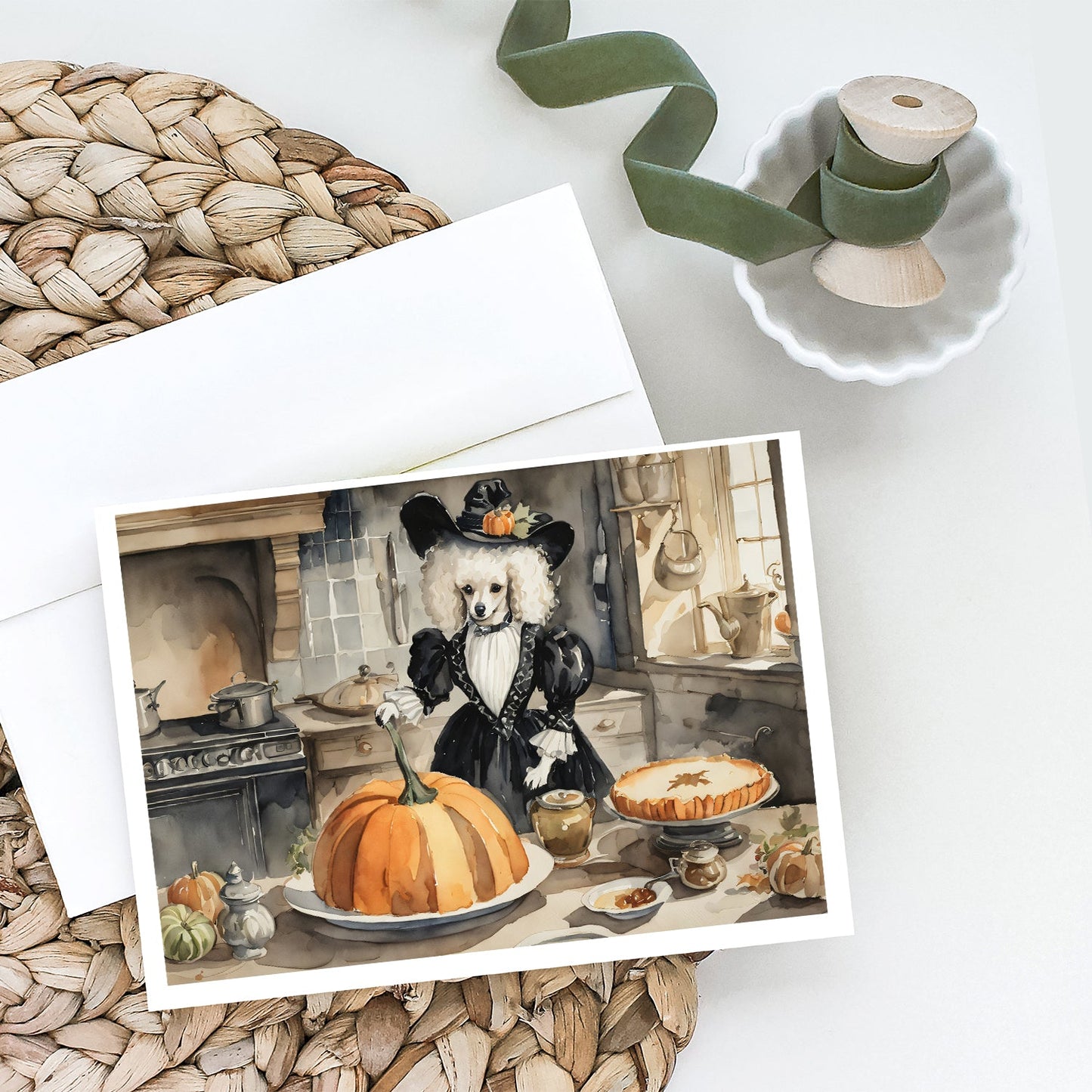 Poodle Fall Kitchen Pumpkins Greeting Cards Pack of 8-1