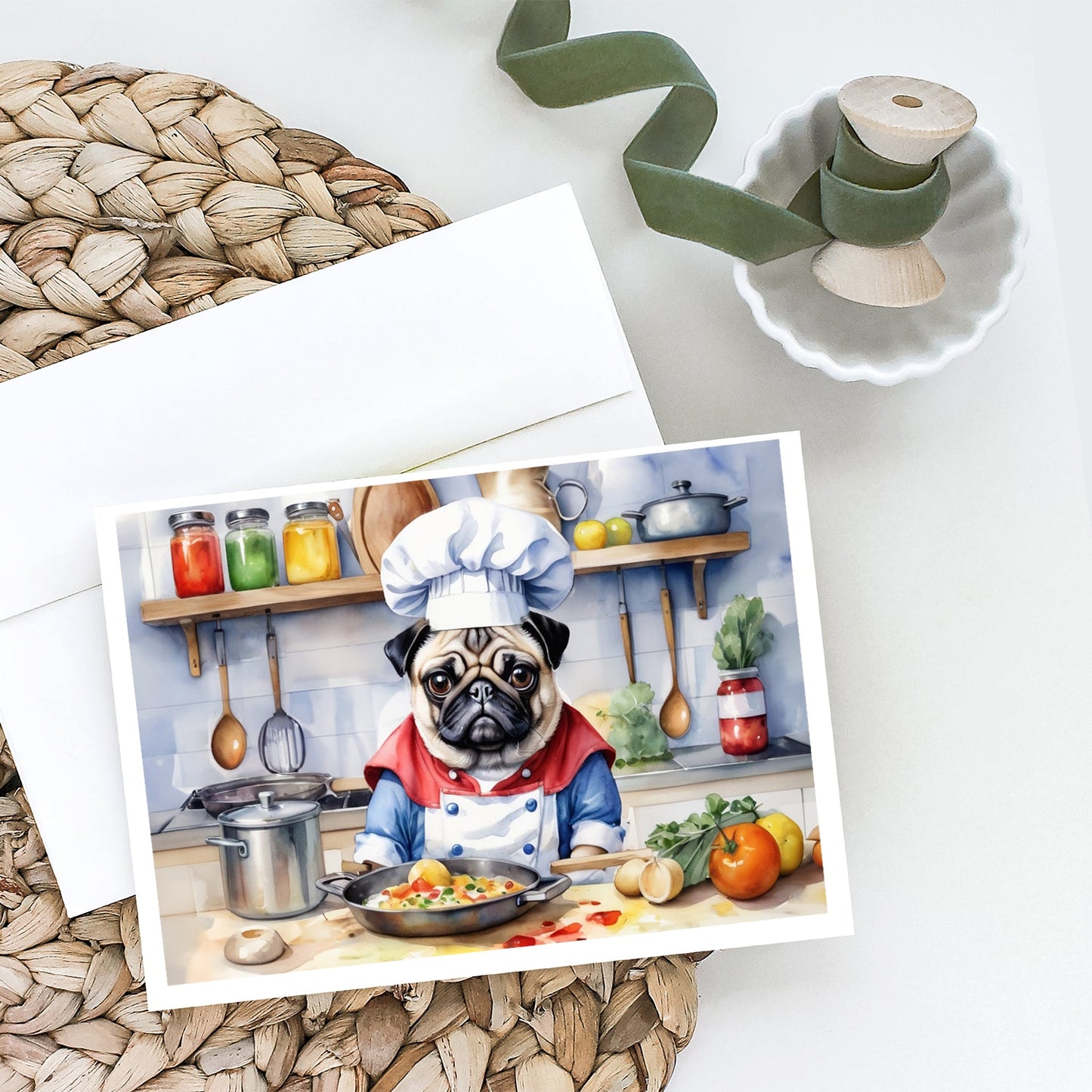 Pug The Chef Greeting Cards Pack of 8-1