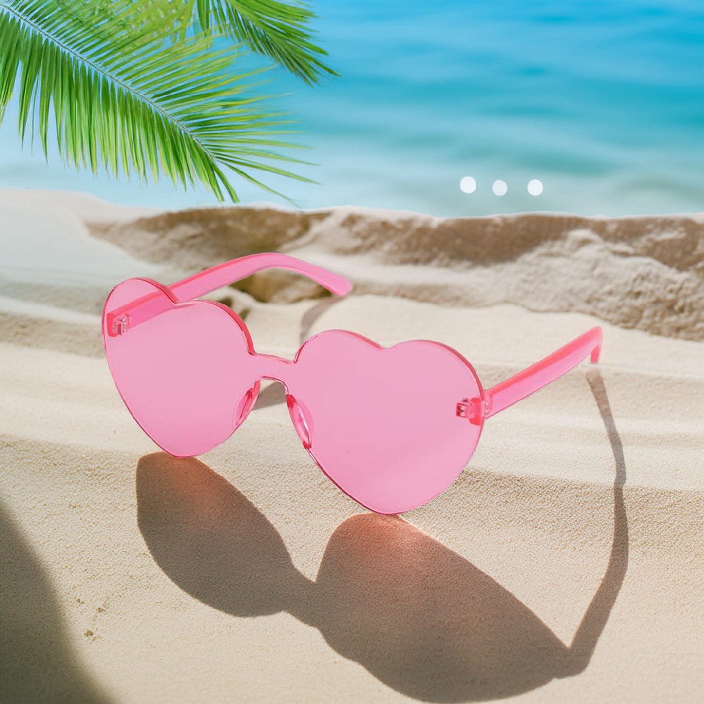 Unlit Heart Shaped Pink Frameless Fashion Glasses-4