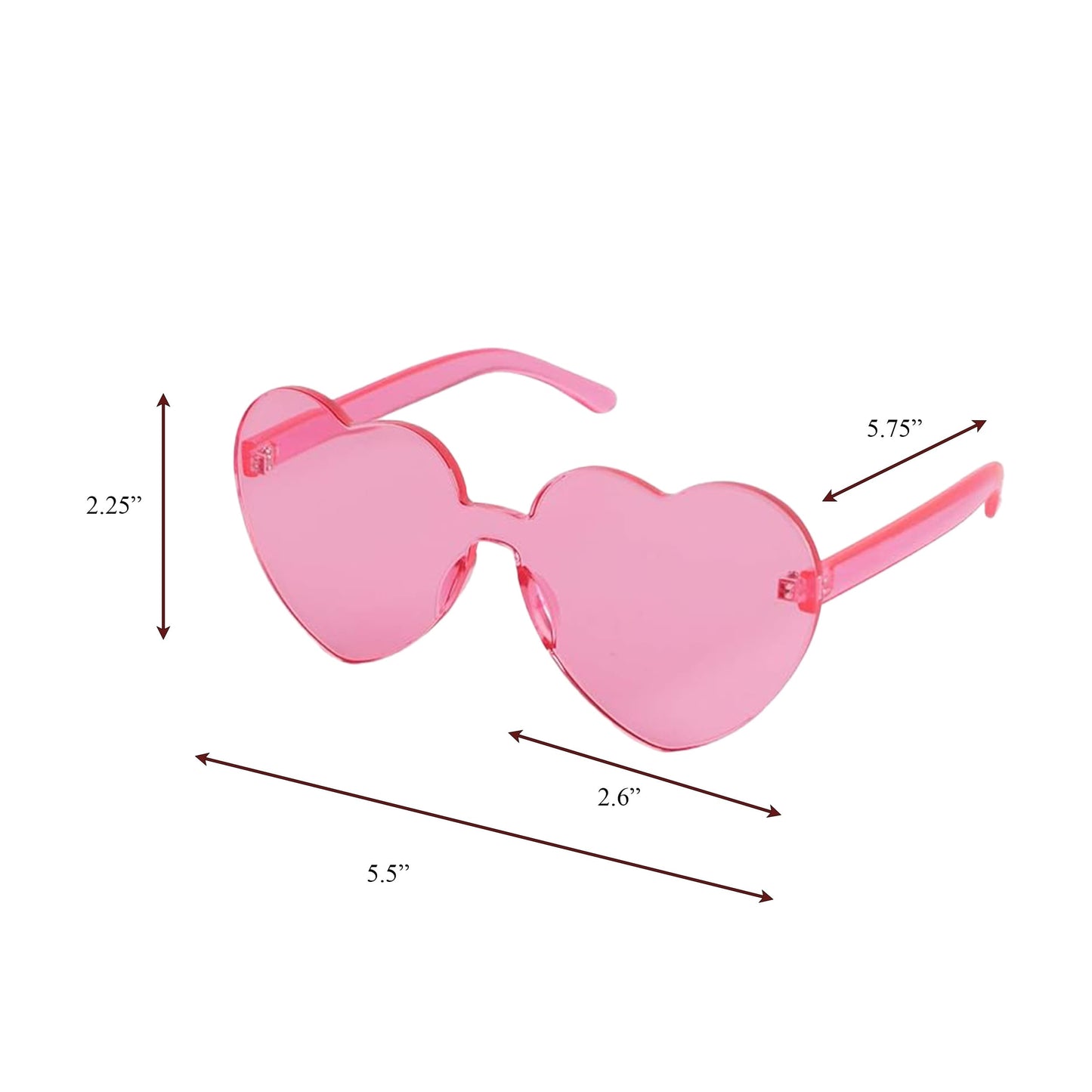 Unlit Heart Shaped Pink Frameless Fashion Glasses-3