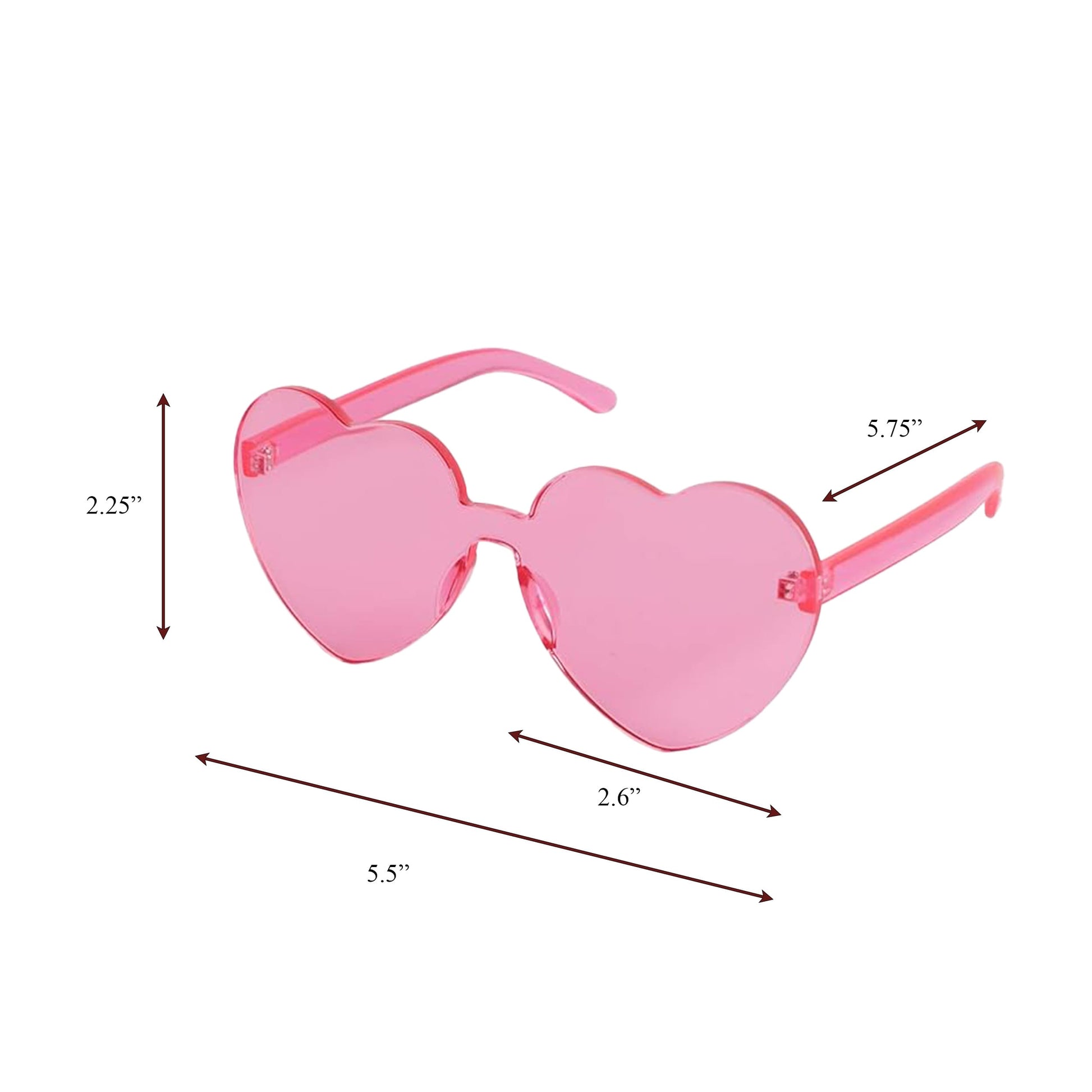 Unlit Heart Shaped Pink Frameless Fashion Glasses-3